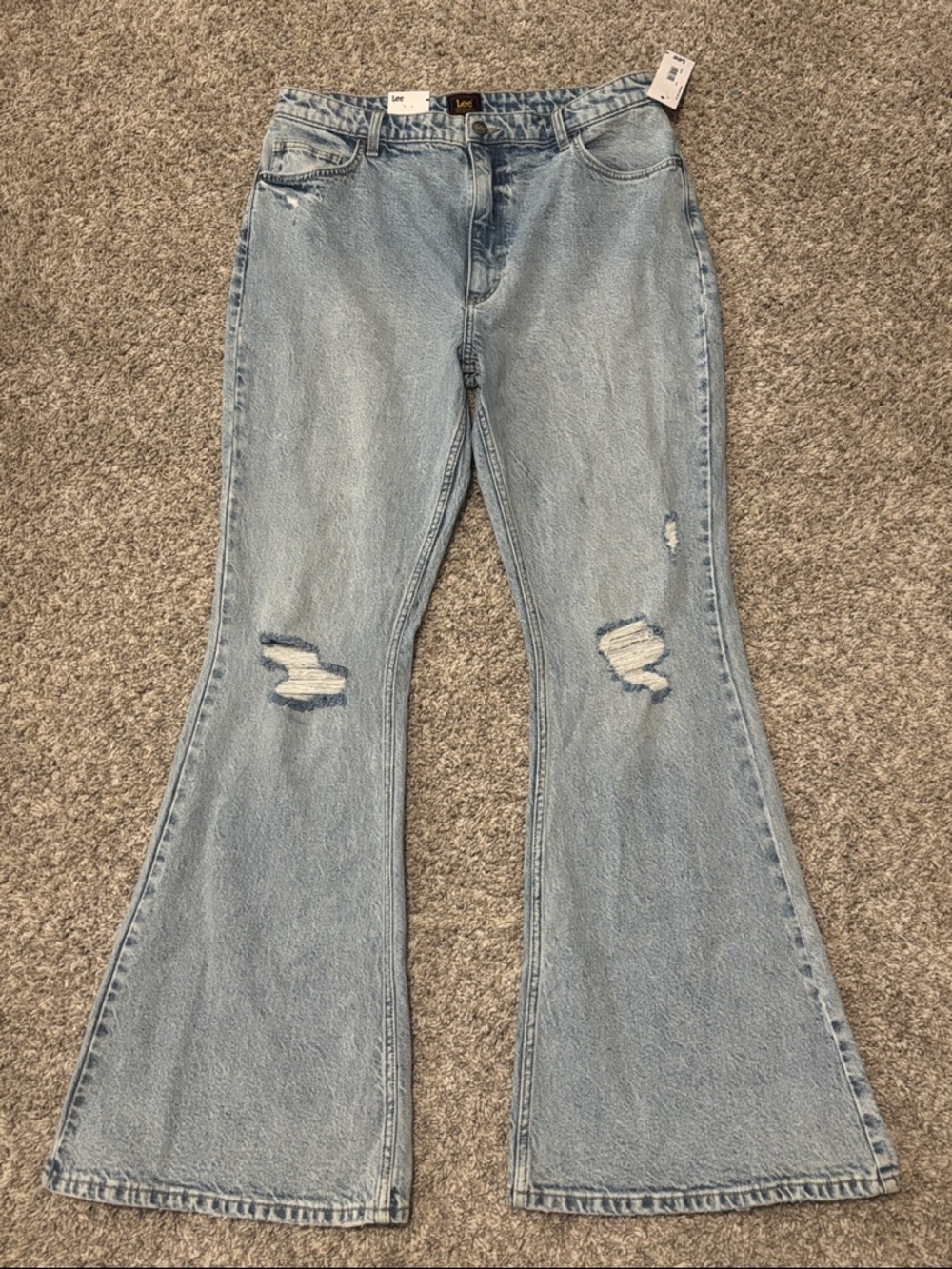 NWT Lee High Rise Flare Light Glam DX Distressed Jeans  32